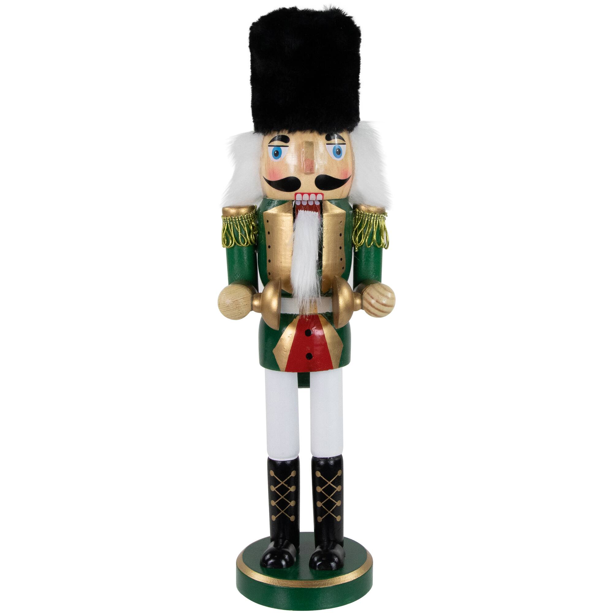 Front. Northlight - 14" Green and White Cymbalist Christmas Nutcracker - Green.