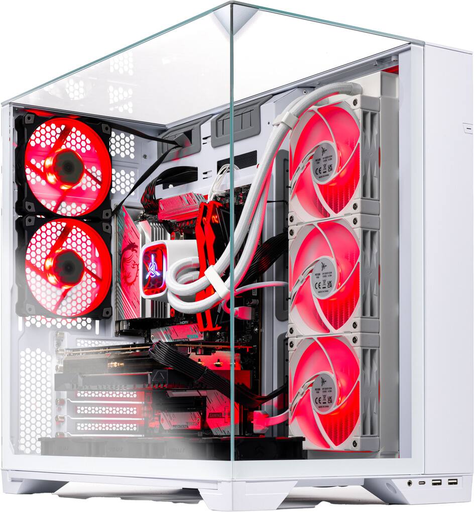 Back. Skytech Gaming - Skytech O11V - AMD Ryzen 9 9900X3D, 9070XT, 32GB 6000 MHz DDR5 RAM, 850W GOLD PSU - White.