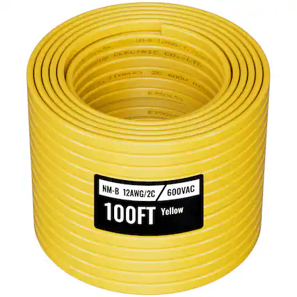 HM-B 12AWG 3.31mm² ELECTRIC CO., LTD 2C 600VAC LINSHENG E350654 E3506F NM-B 12AWG/2C 600VAC 100FT Yellow