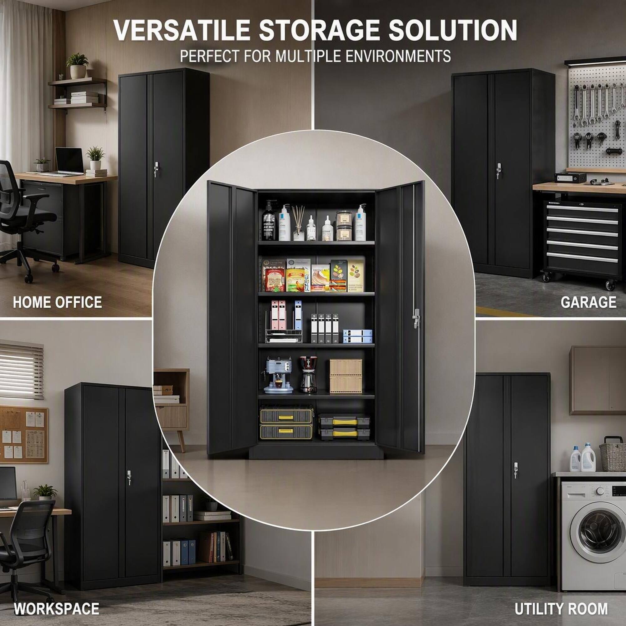 VERSATILE STORAGE SOLUTION  
PERFECT FOR MULTIPLE ENVIRONMENTS

HOME OFFICE  
GARAGE  
WORKSPACE  
UTILITY ROOM