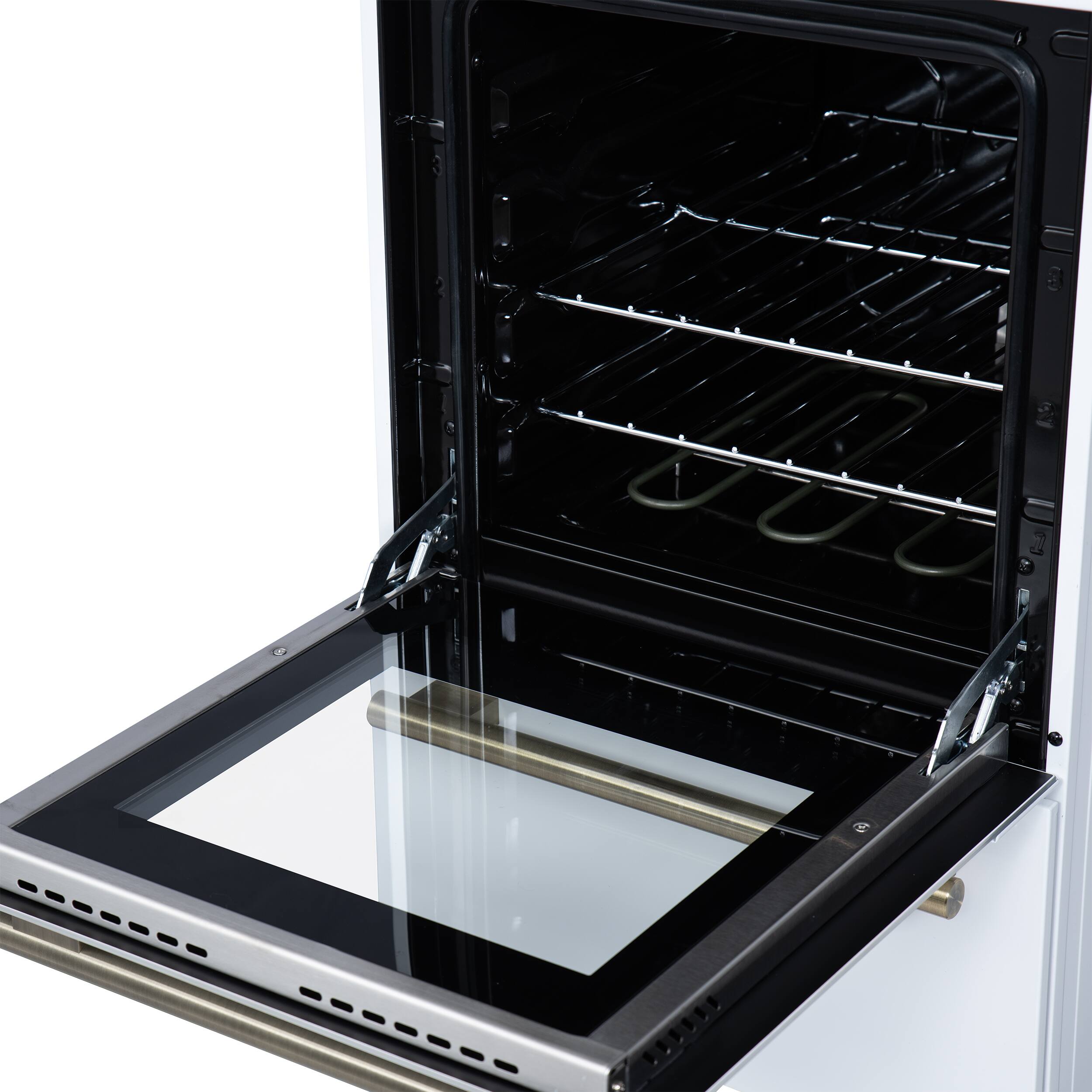 Alt View 10. Forno Appliances - Pallerano 2.05 Cu. Ft. Freestanding Electric Range with Antique Brass Accessories - White.