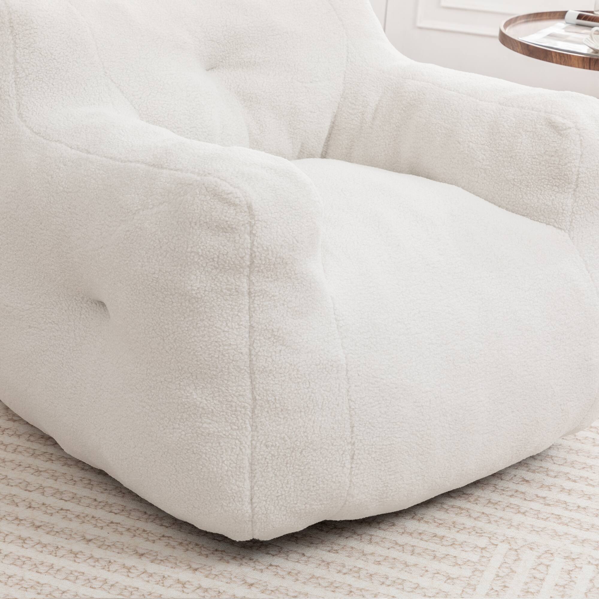 Alt View 8. GOODSILO - Bean Bag Sofa Chair with Armrests - Stuffed High-Density Foam, Lazy Comfy Chair for Adults, Living Room, Bedroom Reading - White.