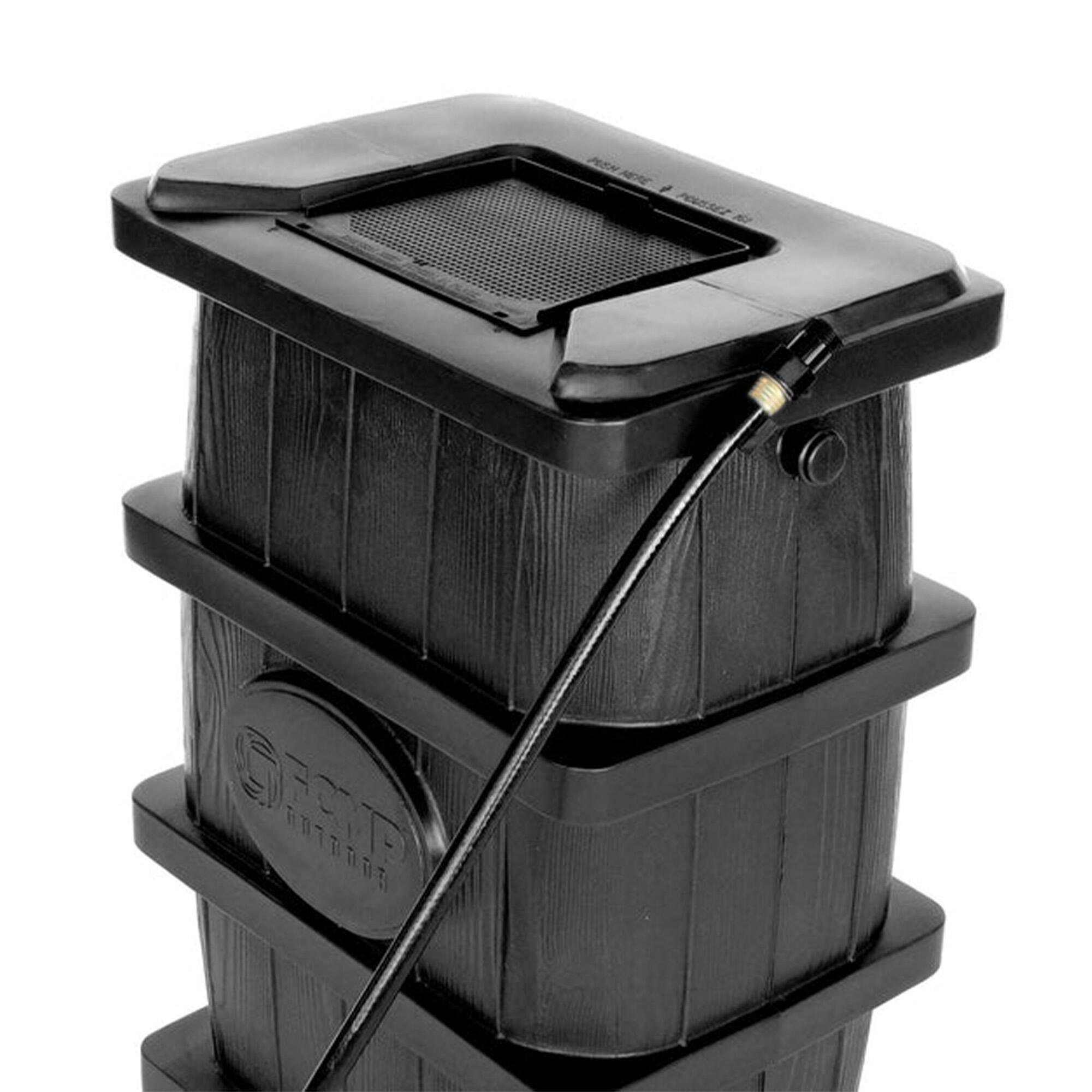 Alt View 6. FCMP Outdoor - FCMP Outdoor Wood Grain Rain Water Catcher Barrel with Flat Back Design, Black - Black.