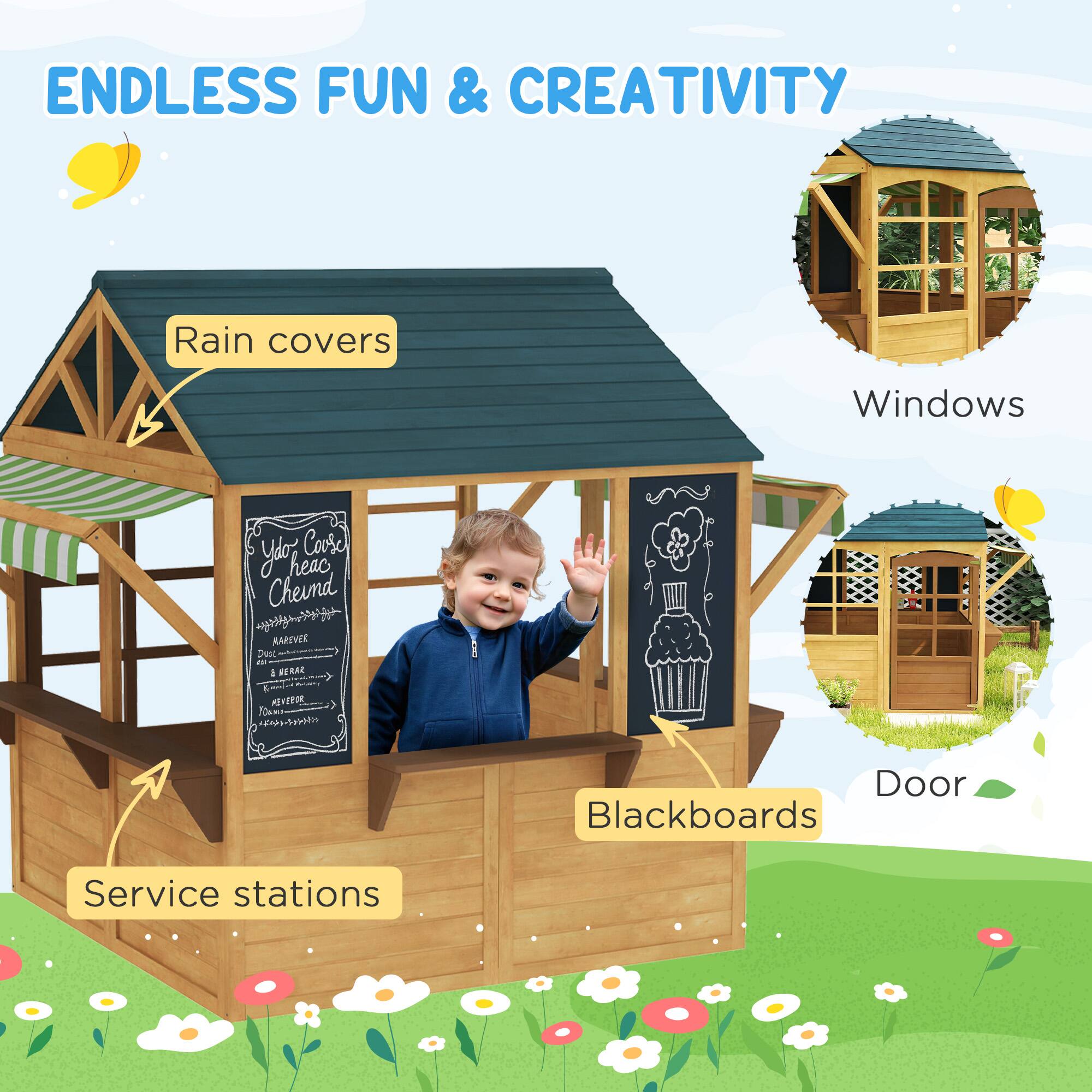 ENDLESS FUN & CREATIVITY

- Rain covers
- Windows
- Door
- Blackboards
- Service stations