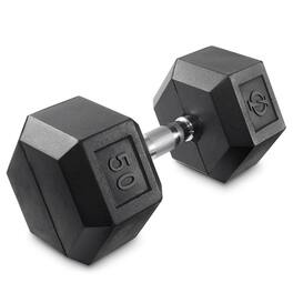 Philosophy Gym - Rubber Coated Hex Dumbbell - Cast Iron Hand Weights - 25-lbto 50 Pound - Black