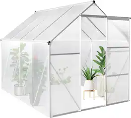 Winado - 6x8 FT Greenhouses for Outdoors, Polycarbonate Greenhouse, Large Walk-in Greenhouse with Quick Setup Structure and Roof