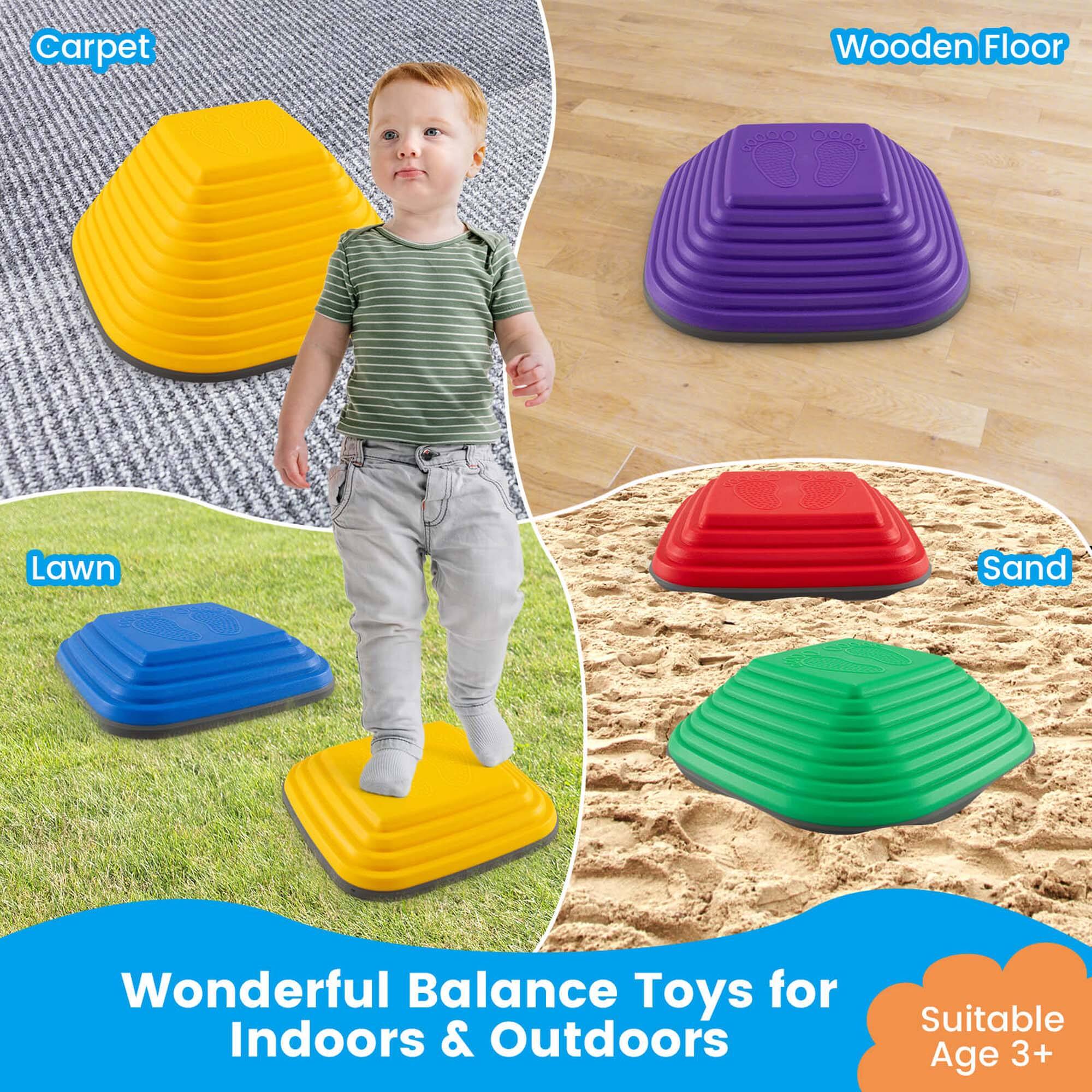Carpet  
Wooden Floor  
Lawn  
Sand  

Wonderful Balance Toys for Indoors & Outdoors  

Suitable Age 3+