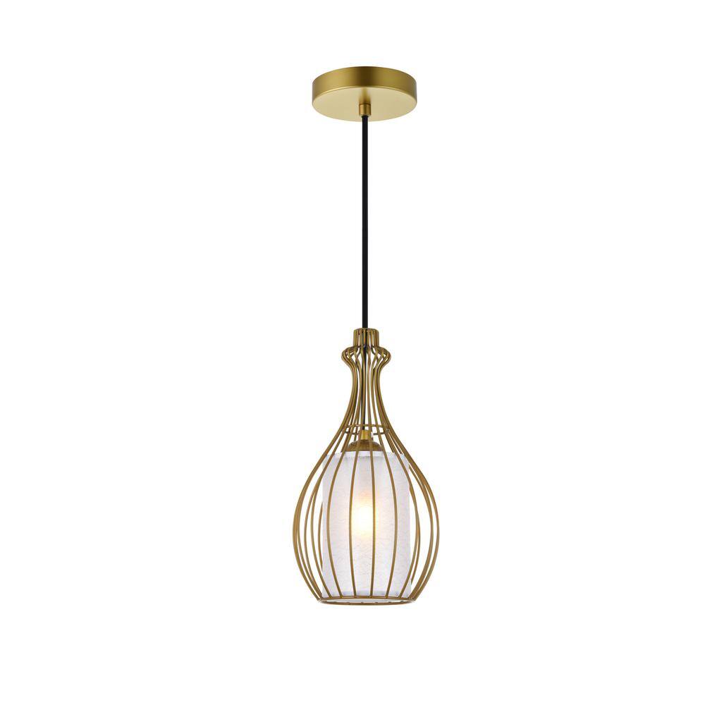 Alt View 4. Living District - Miya 1 Light Brass Pendant - Brass.