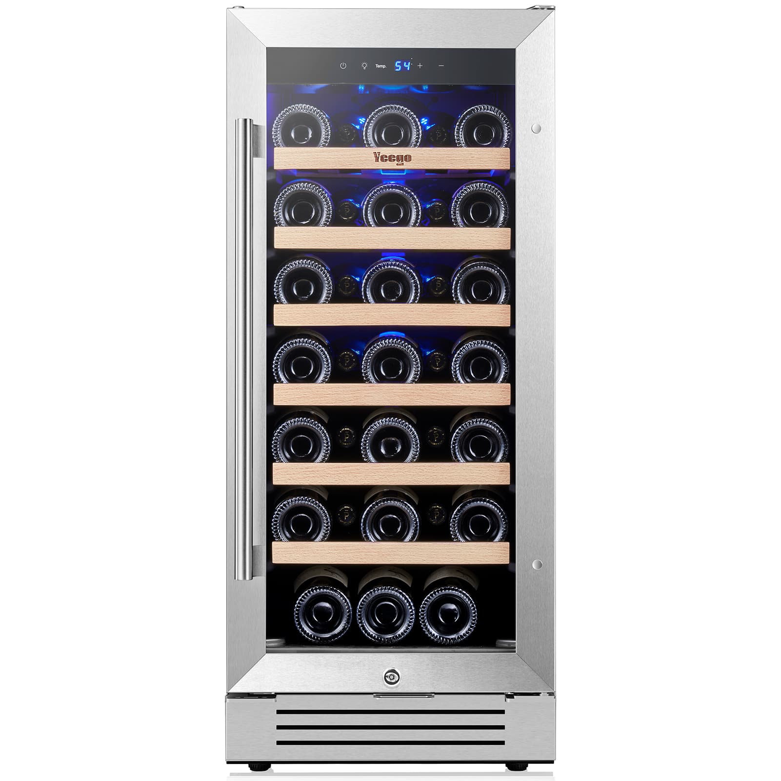 Yeego - 85L Compressor Wine Cooler & Energy-Efficient Wine Refrigerator with 33-Bottle Capacity Perfect for Home - Stainless Steel