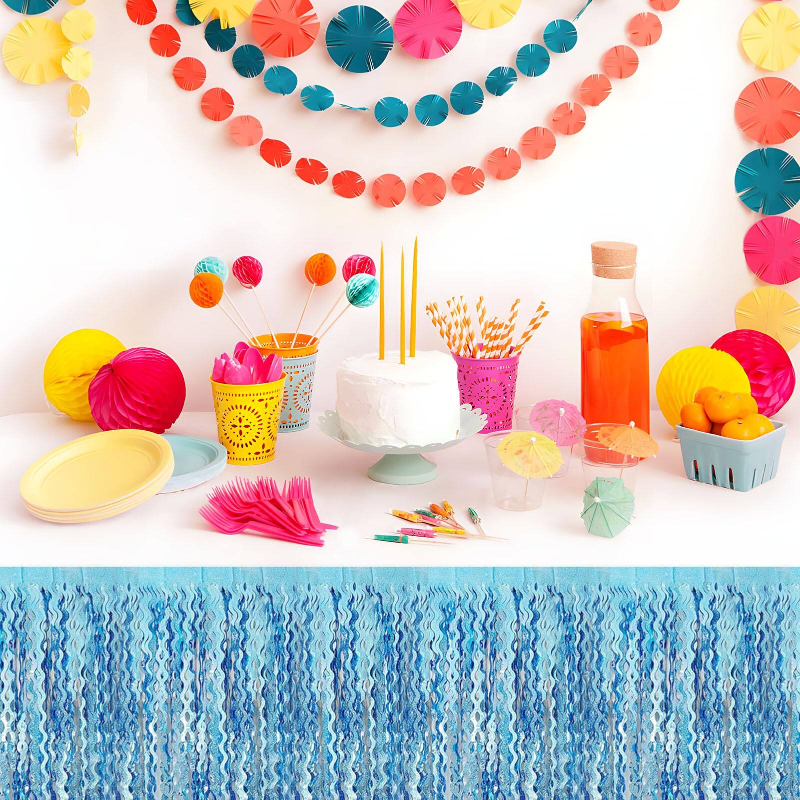 Alt View 6. Dapper Styles - Inch Light Wave Foil Fringe Table Skirts Metallic Banner For Tinsel Streamer Garland Backdrop Parade Floats... - Light Blue.