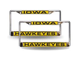 Rico Industries - Iowa Hawkeyes Chrome Metal (Set of 2) Laser Cut License Plate Frames - Multi
