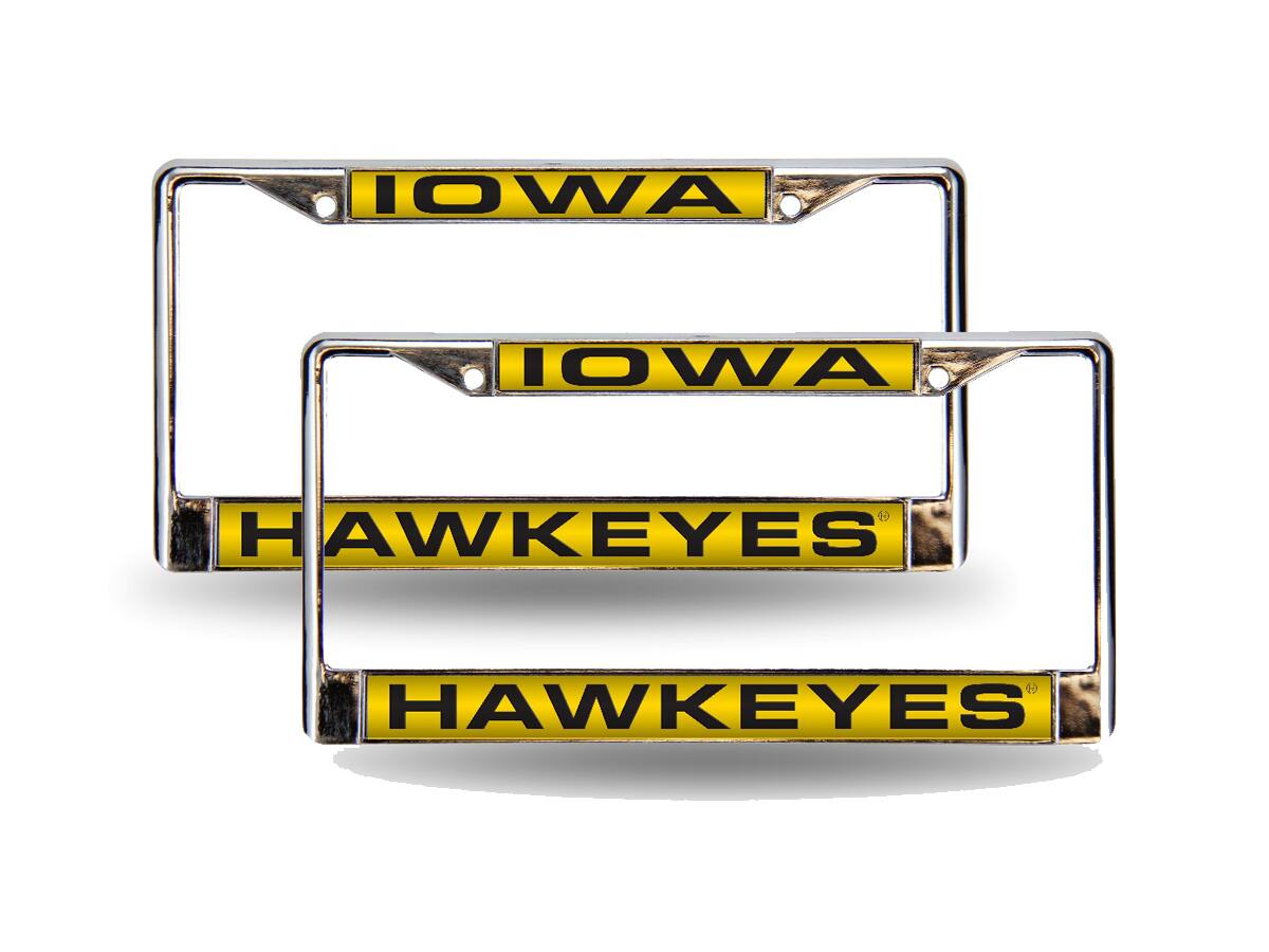 Iowa Hawkeyes Chrome Metal (Set of 2) Laser Cut License Plate Frames