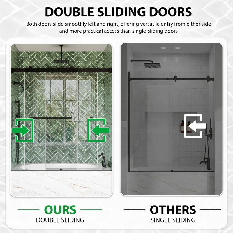 DOUBLE SLIDING DOORS  
Both doors slide smoothly left and right, offering versatile entry from either side and more practical access than single-sliding doors

OURS  
DOUBLE SLIDING

OTHERS  
SINGLE SLIDING
