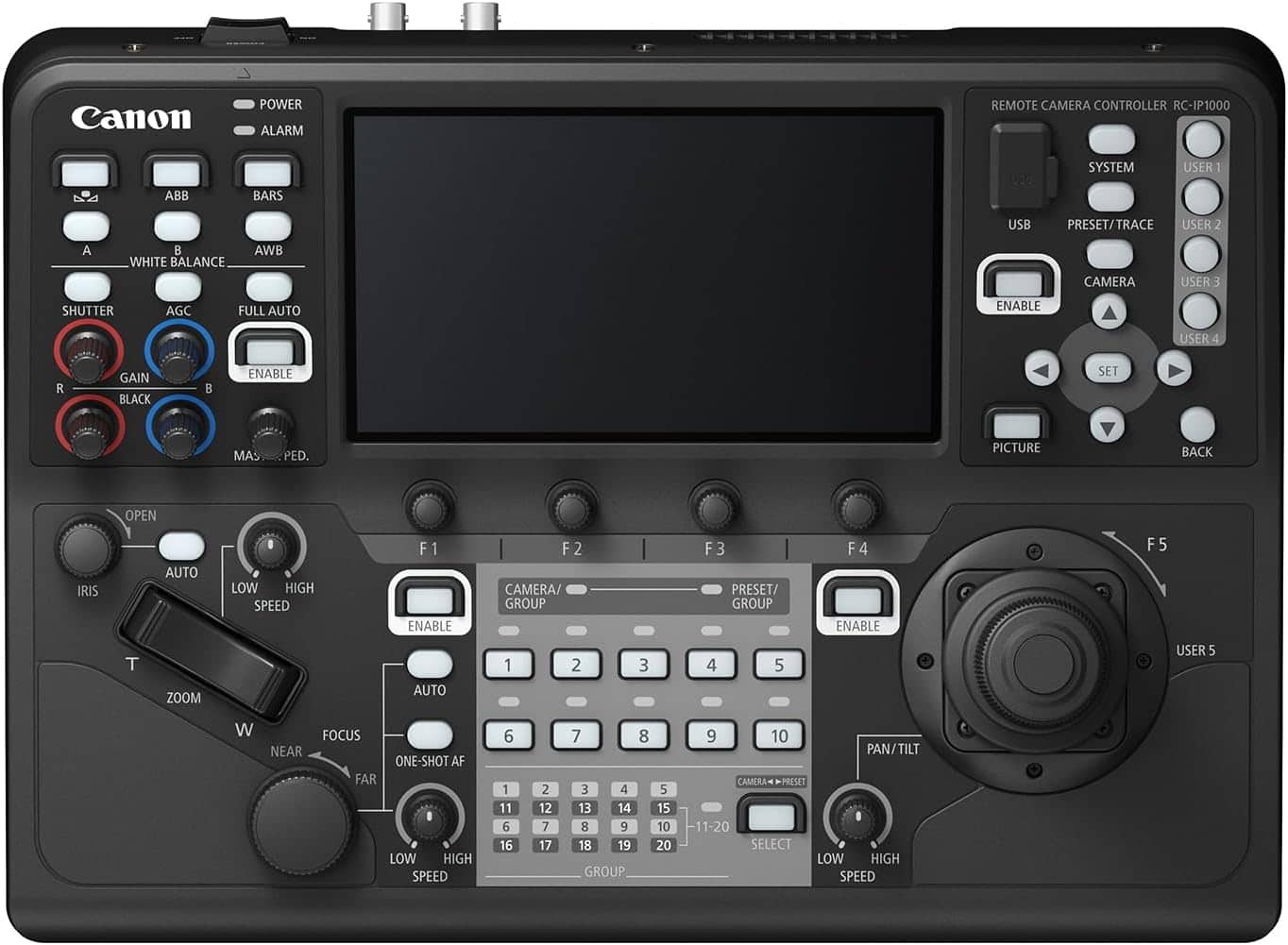 Canon - RC-IP1000 PTZ Controller, 7-inch Touch Screen, Easy Operation, Control Lever & Zoom Rocker