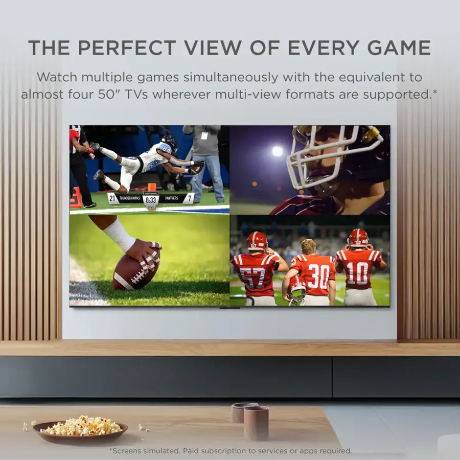 The perfect view of every game: Watch multiple games simultaneously with the equivalent to almost four 50" TVs wherever multi-view formats are supported.