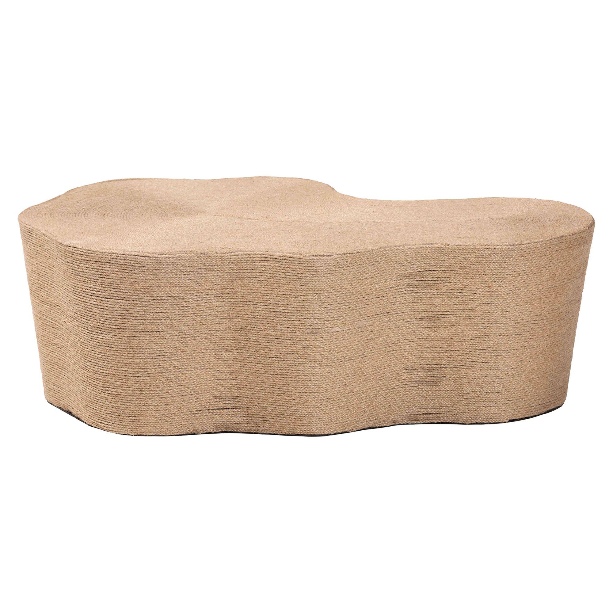 Back. bali & pari - Edna Natural Jute Coffee Table - Textured Handwoven Irregular Shape Cocktail Table for Living Room or Lounge - Natural Brown.