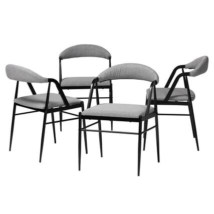 Front. Baxton Studio - Orrin Modern Industrial Fabric and Metal 4-Piece Dining Chair Set - Grey/Black.