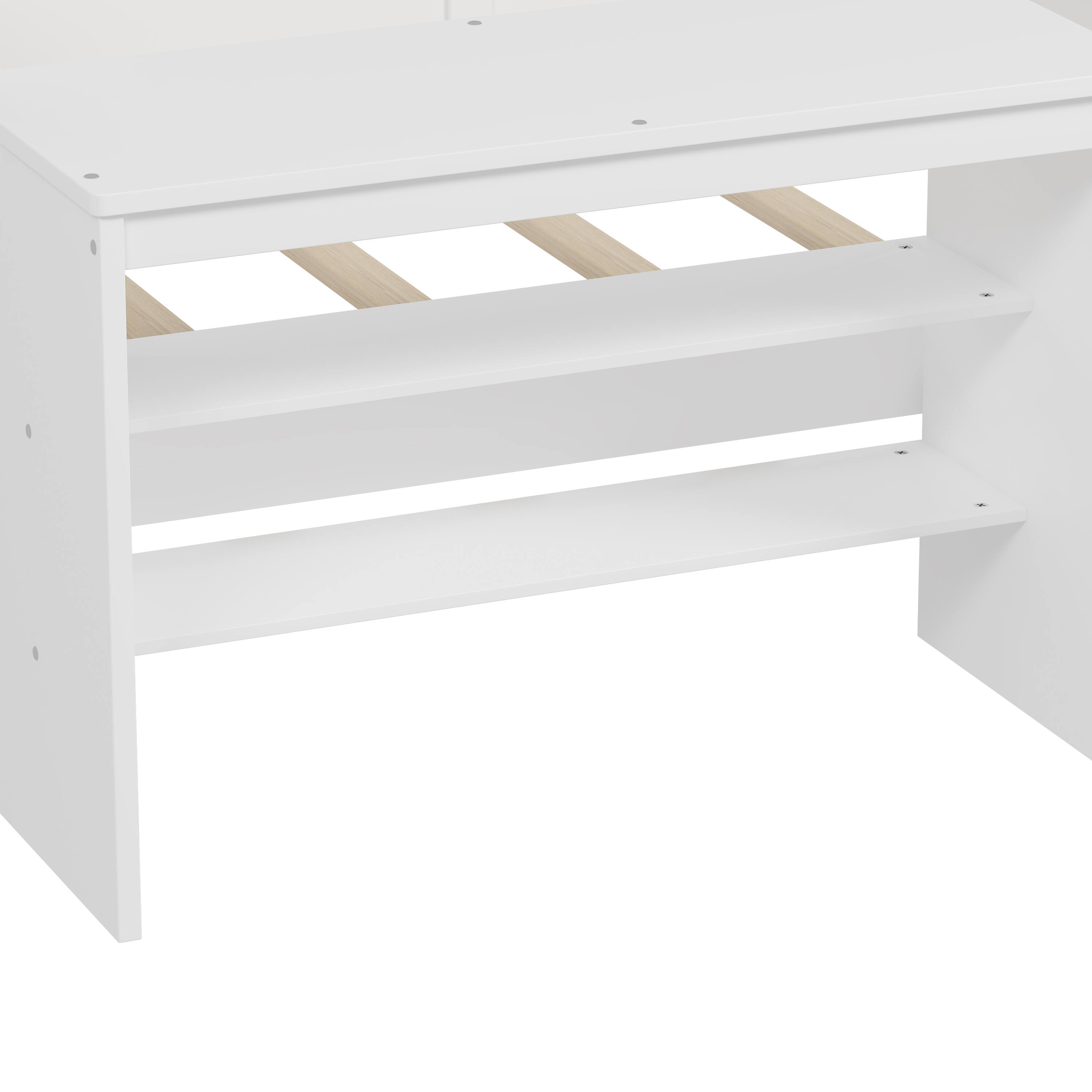 Alt View 7. Tiramisubest - Wooden Twin Size Daybed with Storage Shelves and Lockers, Multi-functional Bed with Study Desk and Matching Stool, White - White.