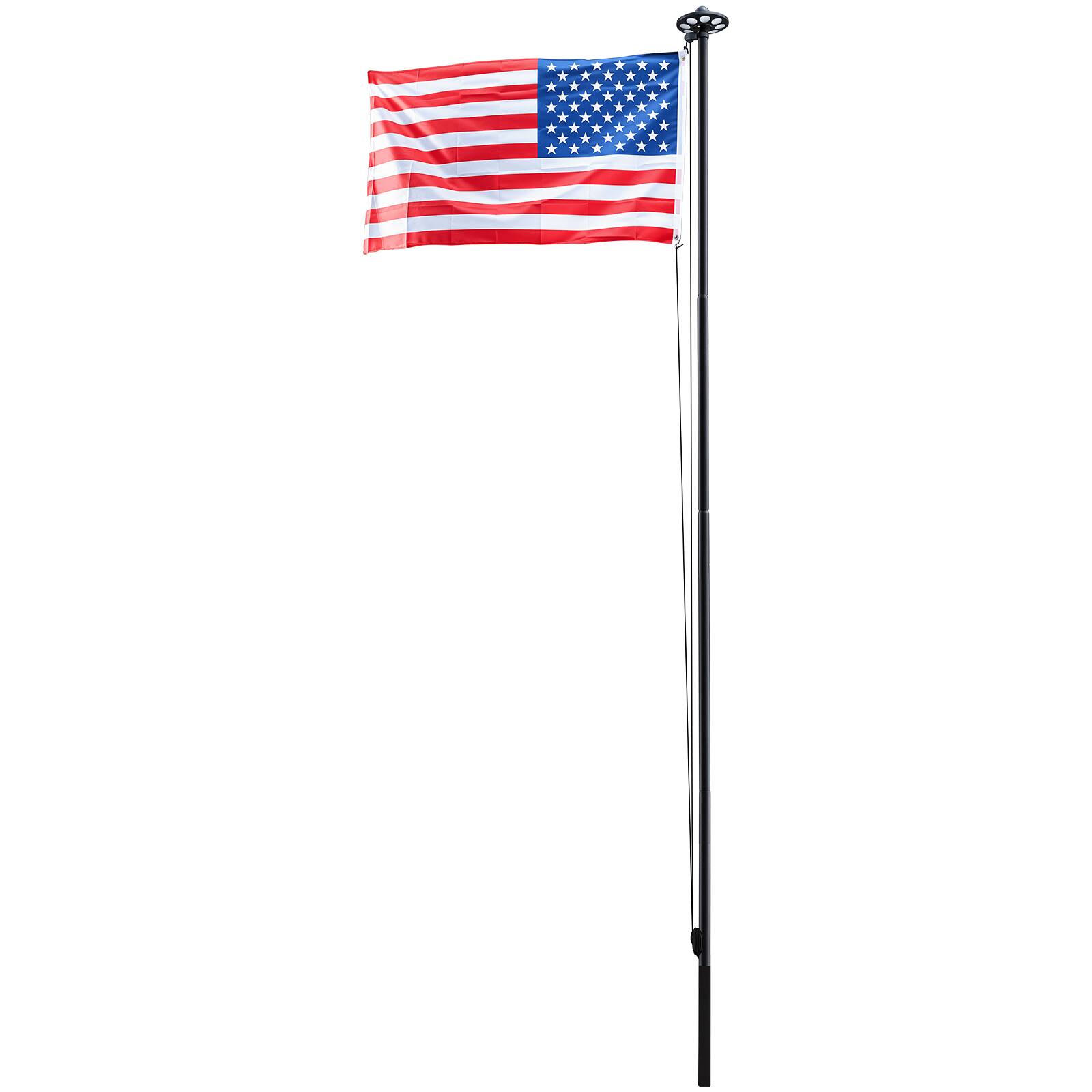 Alt View 5. VEVOR - Flag Pole, 25ft Heavy Duty Sectional Flagpole Kit with 136 LED Solar Light for Outside House In Ground - Black.