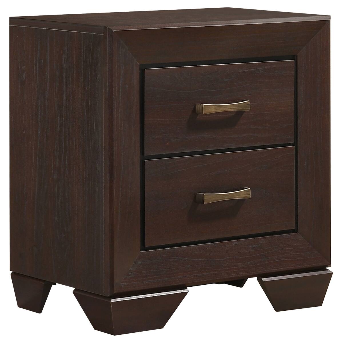 Angle. Loheer - Loheer Dark Brown 2 Drawer Nightstand, Rectangular Bedroom Table, Dark Cocoa - Dark Brown.