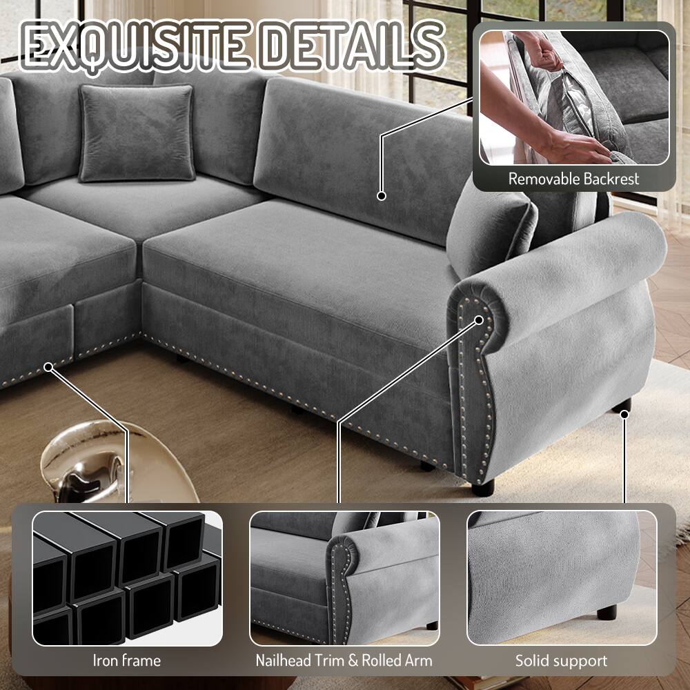 EXQUISITE DETAILS

- Removable Backrest
- Iron frame
- Nailhead Trim & Rolled Arm
- Solid support