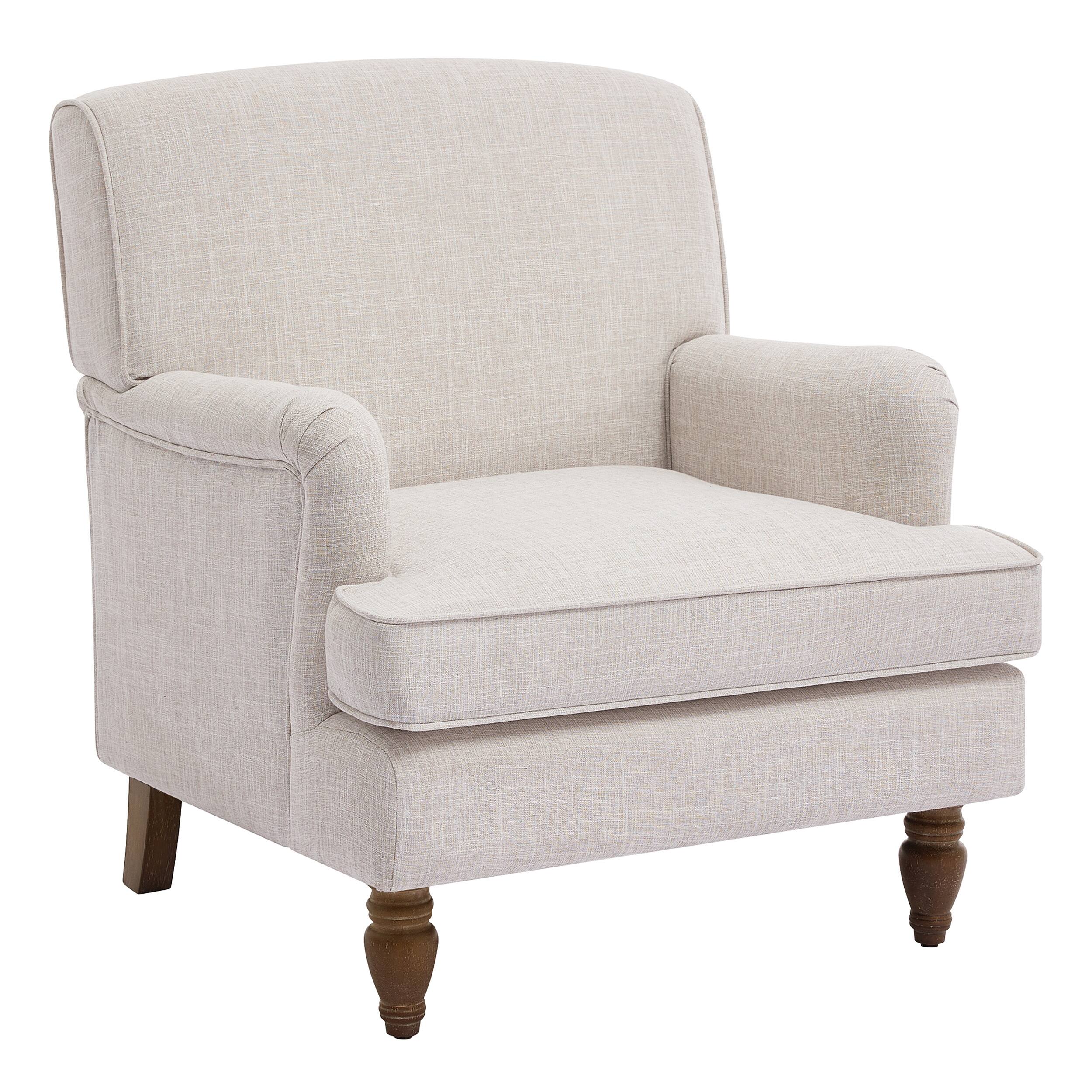 Alt View 2. Bestier - Vintage Accent Chair Beige Linen Armchair with Solid Wood Legs, Single Sofa Reading Chair for Living Room Bedroom - Beige.