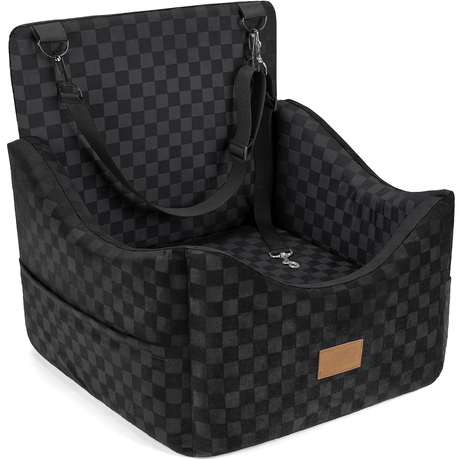 Front. METALTON - Elevated Dog Car Seat For Small medium Dogs Up To Memory Foam Booster With Detachable Washable Cover Travel... - Black.