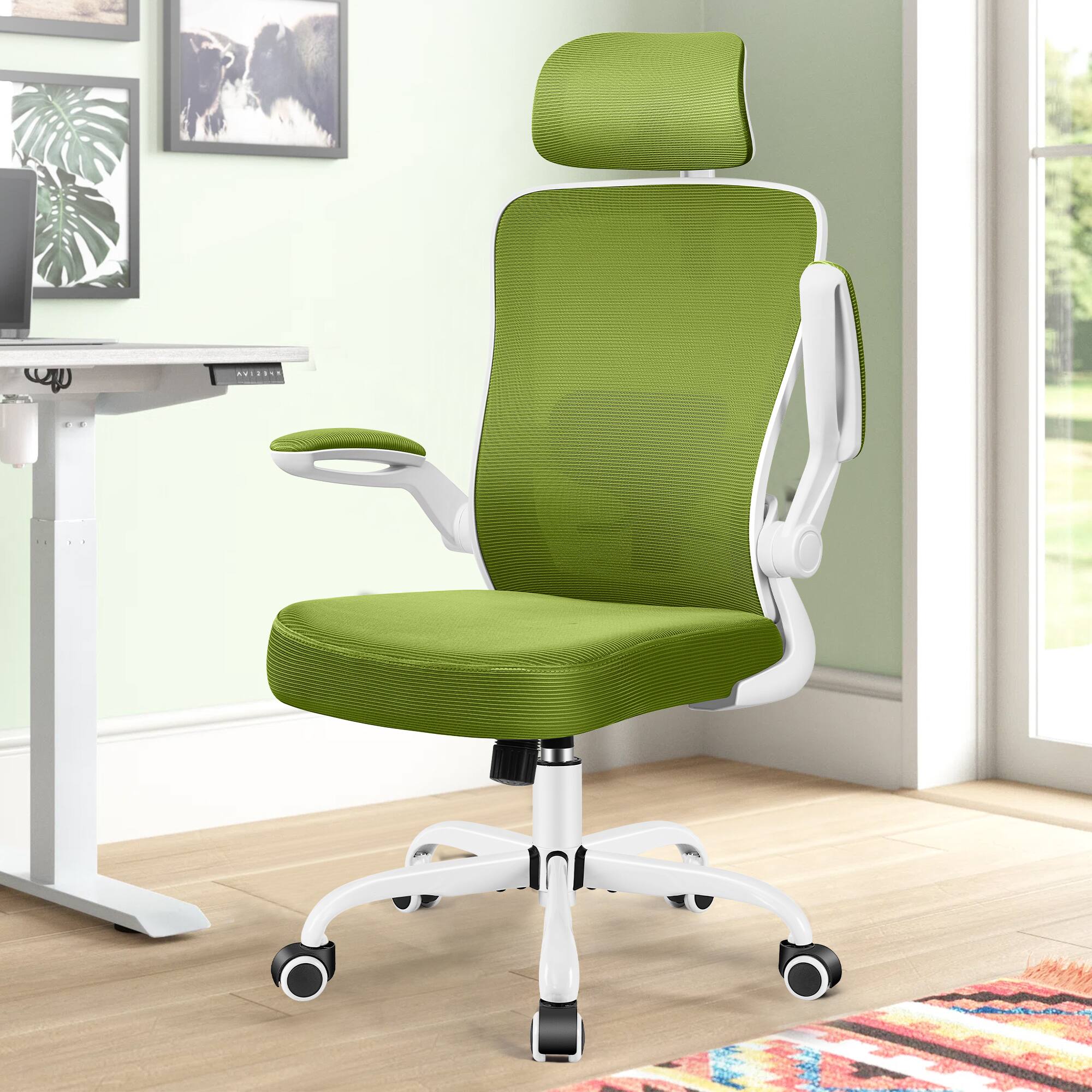 Alt View 1. Brick Attic - Ergonomic Desk Chair Breathable Mesh Task Chair with Headrest High Back Computer Chair 3D Adjustable Armrests - Green.