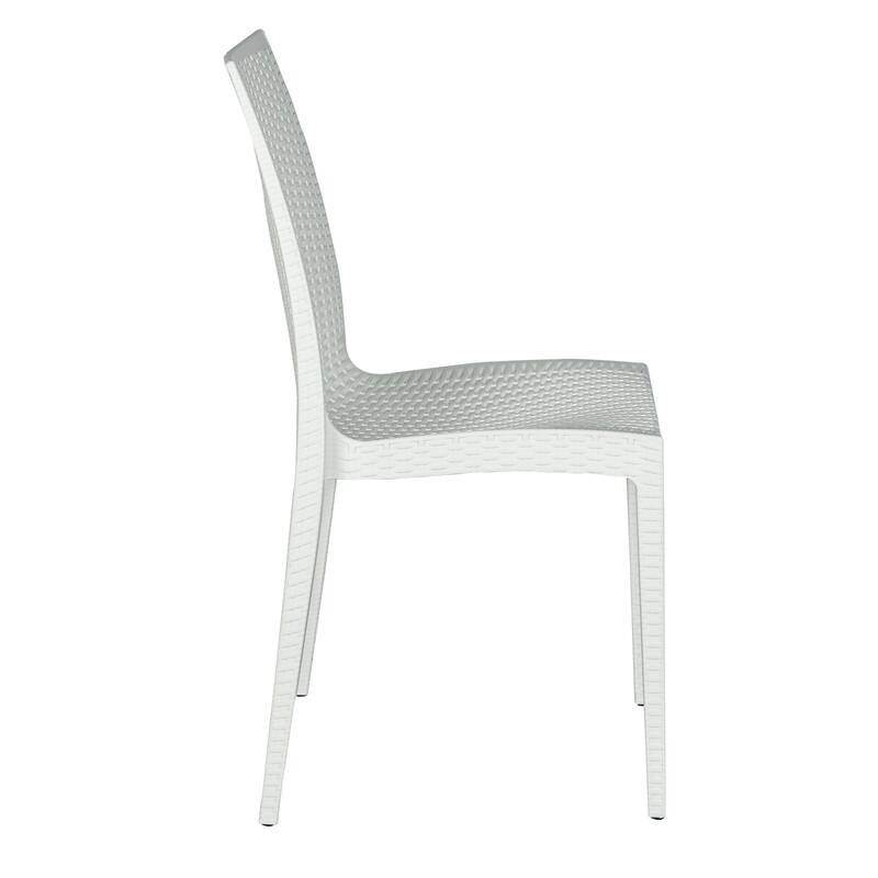 Alt View 1. LeisureMod - Mace 2-Pieces Modern Ergonomic Dining Chair with Stackable and Wicker Style - White.