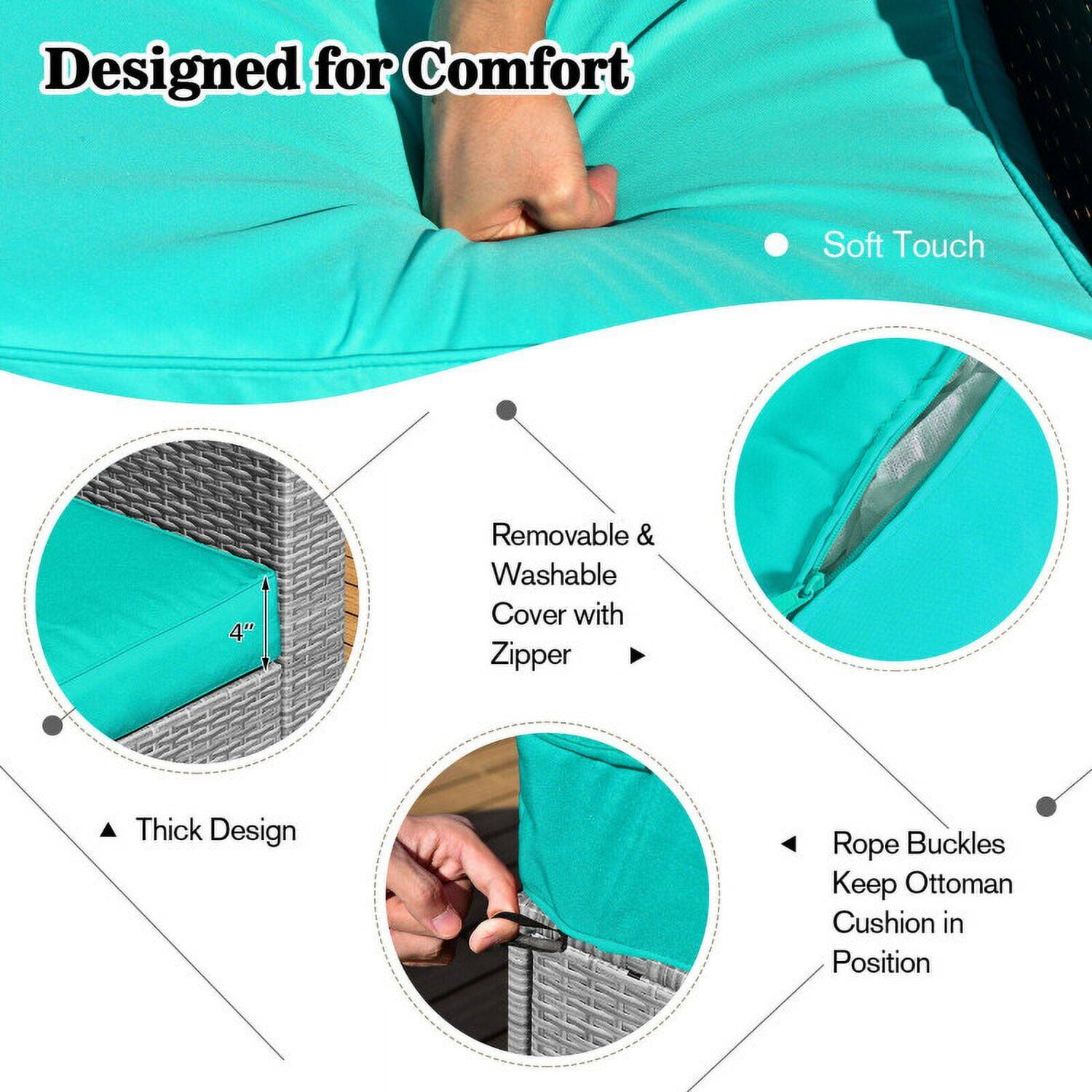 Designed for Comfort

- Soft Touch
- Removable & Washable Cover with Zipper
- Thick Design
- Rope Buckles Keep Ottoman Cushion in Position