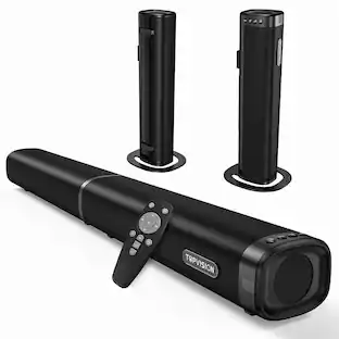 Front. TOPVISION - TV Sound Bar 2 in 1 Detachable 100 Watt 2.2 Channel Bluetooth 5.3 HDMI ARC Optical AUX USB EQ Modes - Black.
