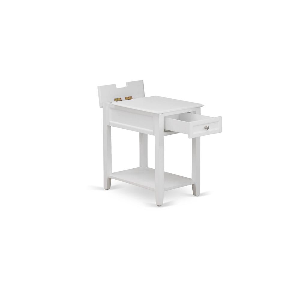 Alt View 1. East West Furniture - East West Furniture DE-05-ET Modern Wood Night Stand with 1 Mid Century Modern Drawers, Stable and Sturdy Constructed - - White.