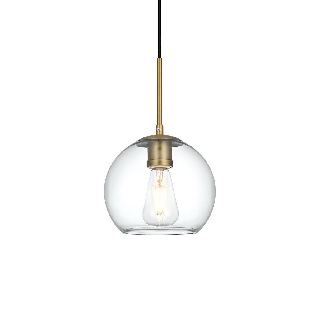 Back. Living District - Baxter 8 Inch Pendant Clear Shade in Satin Gold - Satin Gold And Clear.