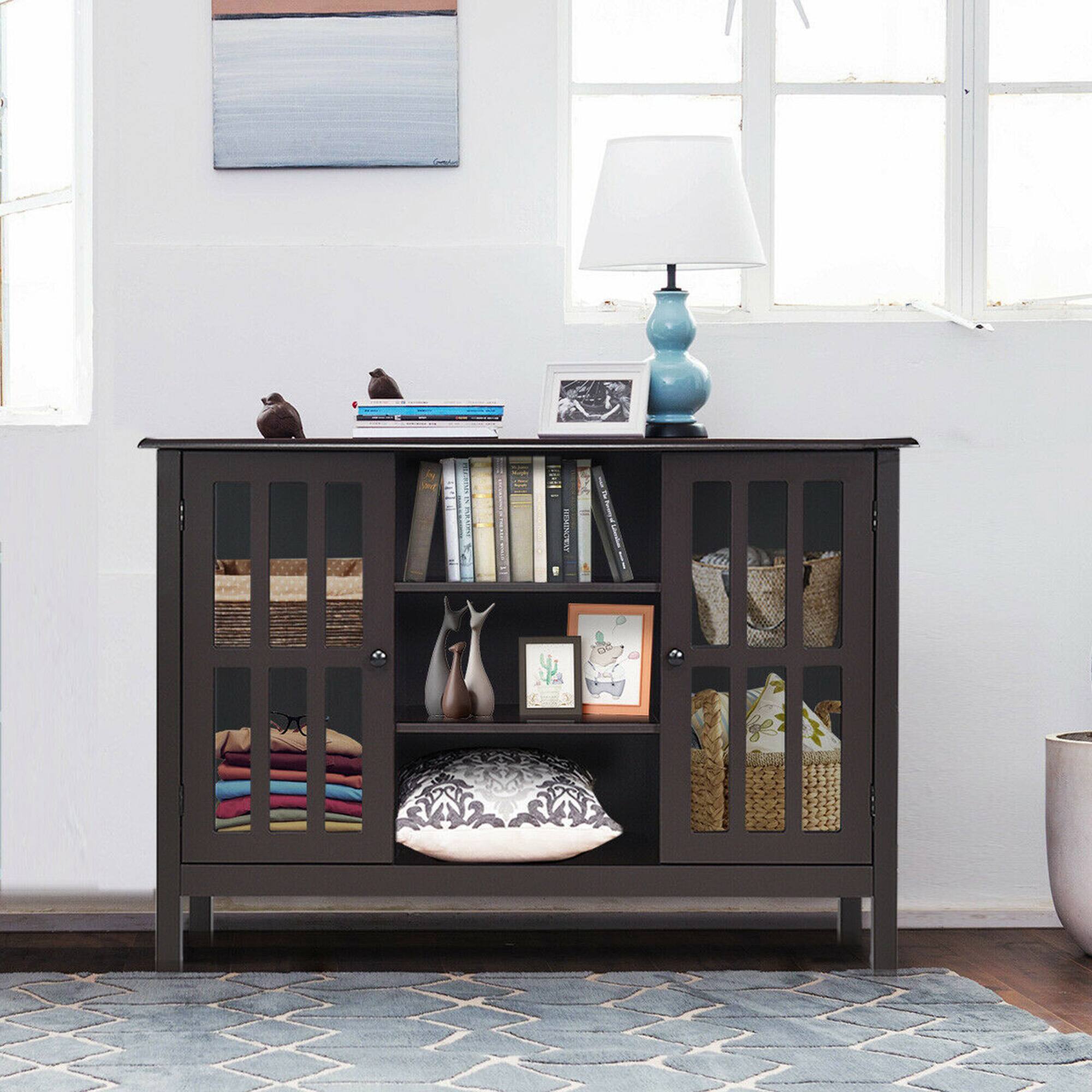 Alt View 5. Gymax - Gymax Wood TV Stand Entertainment Media Center Console for TV up to 50'' Brown - brown.