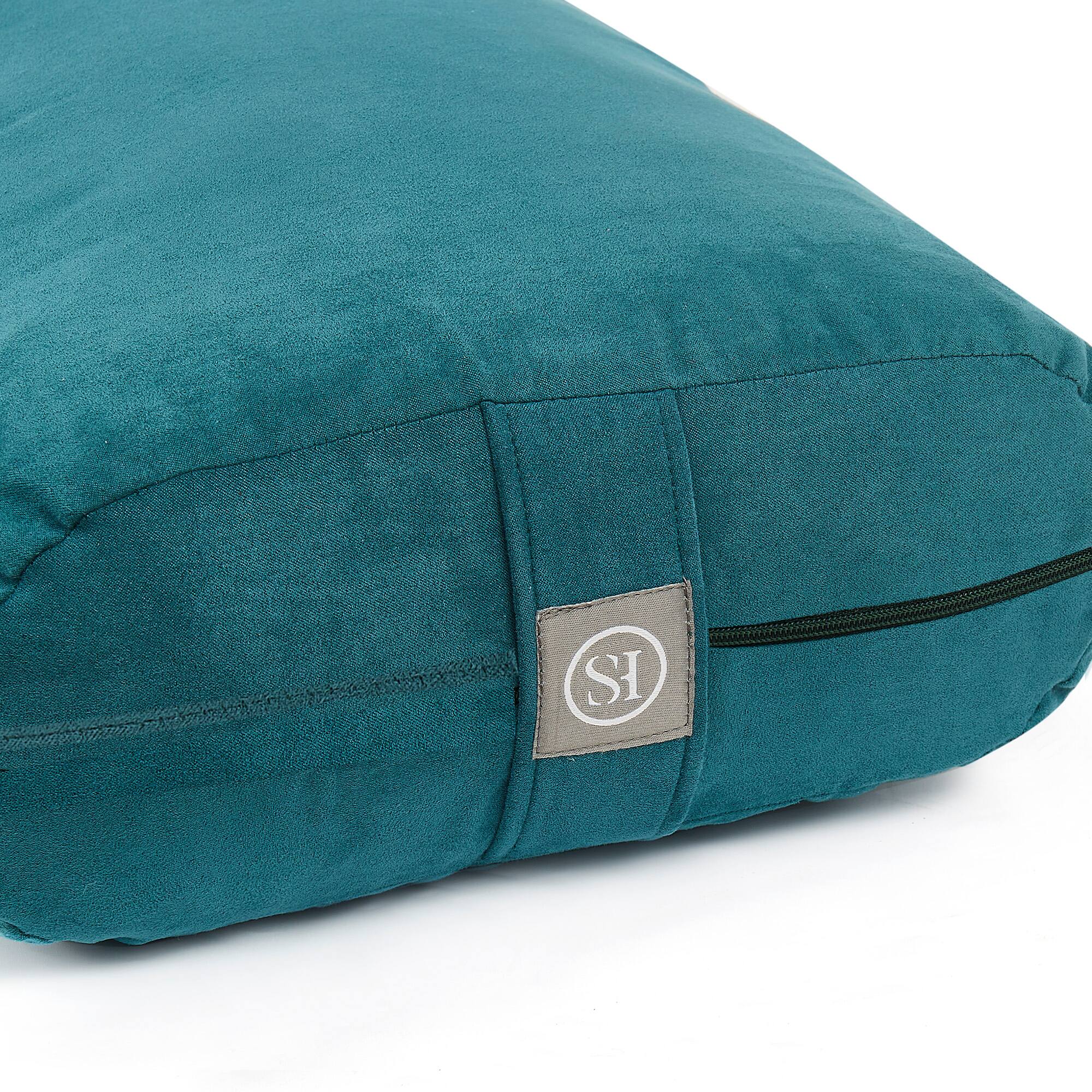 Alt View 1. Sweet Home Collection - Yoga Bolster Pillow Meditation Pillow w/Washable Cover & Carry Handle - Teal.