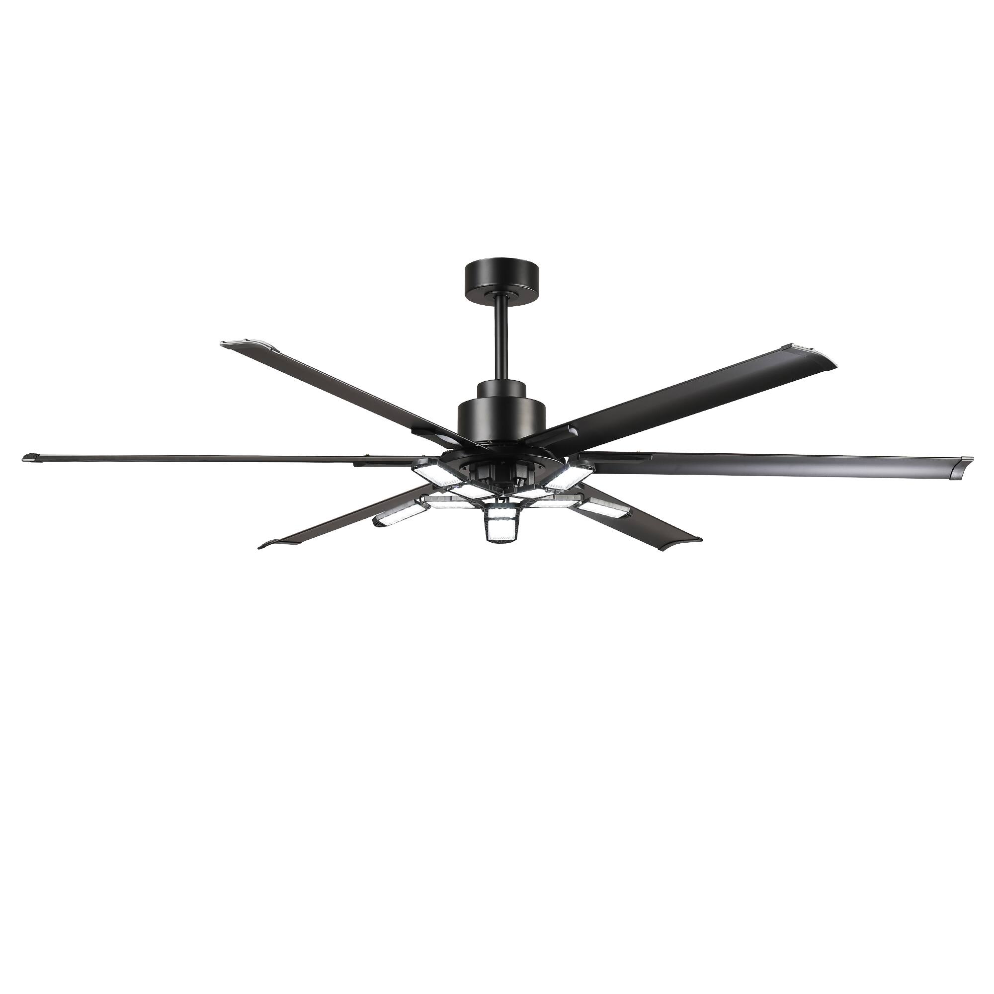 Alt View 6. Parrot Uncle - 72'' Industrial HVLS Large Garage Ceiling Fan with Foldable LED Light and Remote Control - Black.