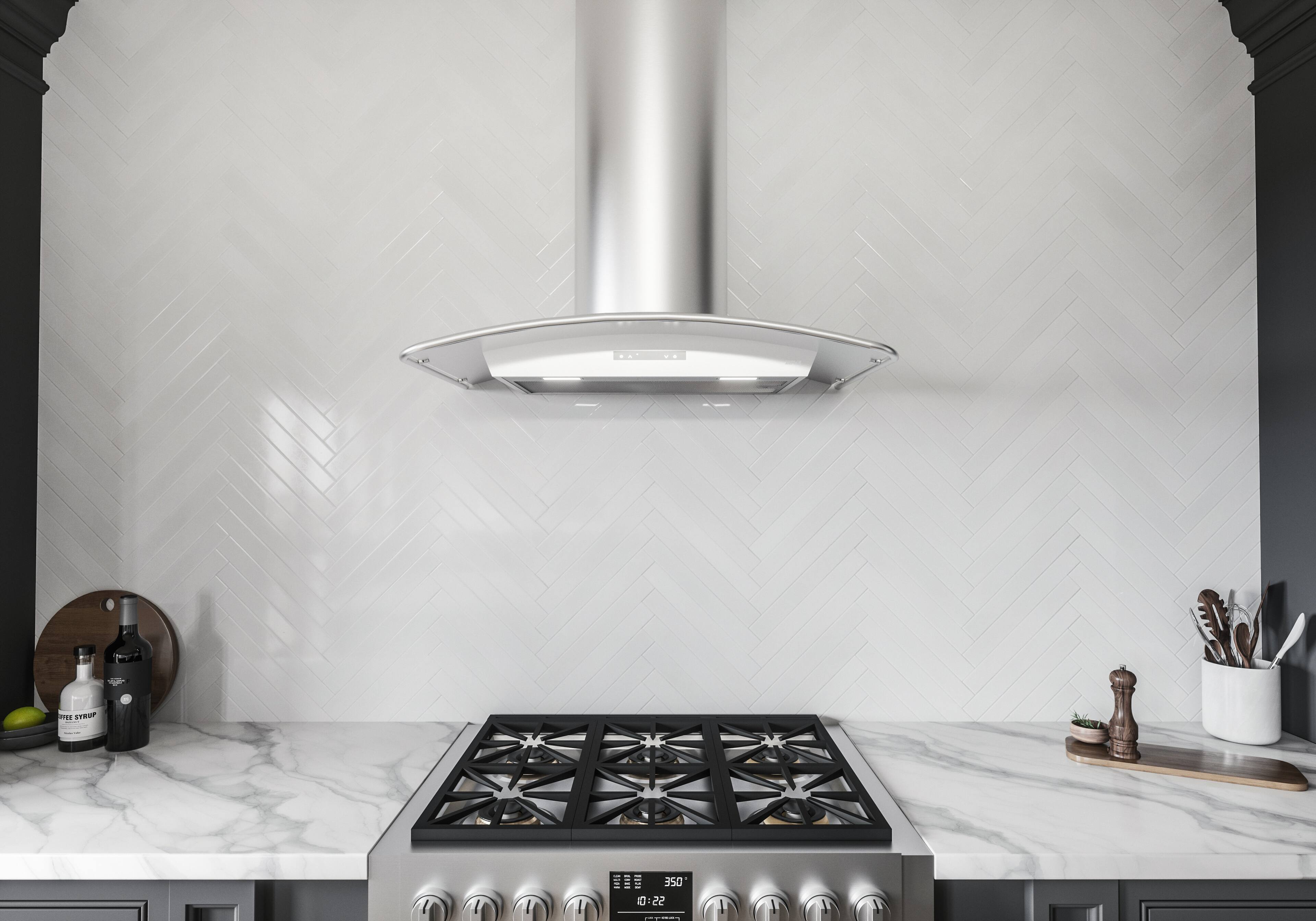 Alt View 11. Zephyr - Milano 36 in. 700 CFM Wall Mount Range Hood with LED Light - Stainless Steel.