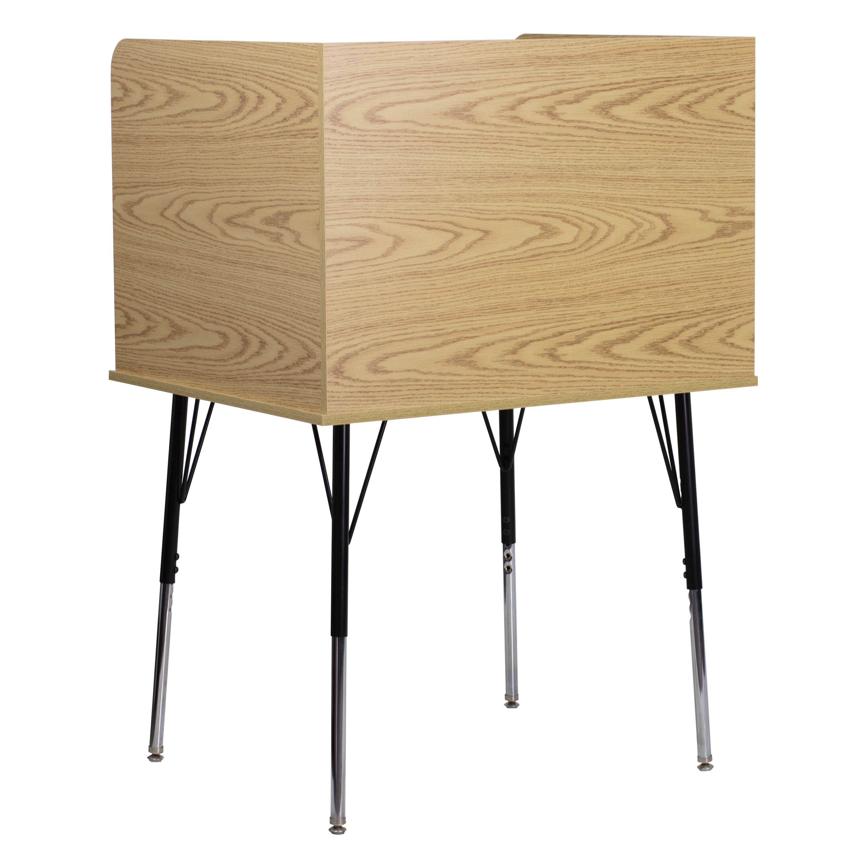 Alt View 5. Emma + Oliver - Stand-Alone Study Carrel with Height Adjustable Legs - Oak.