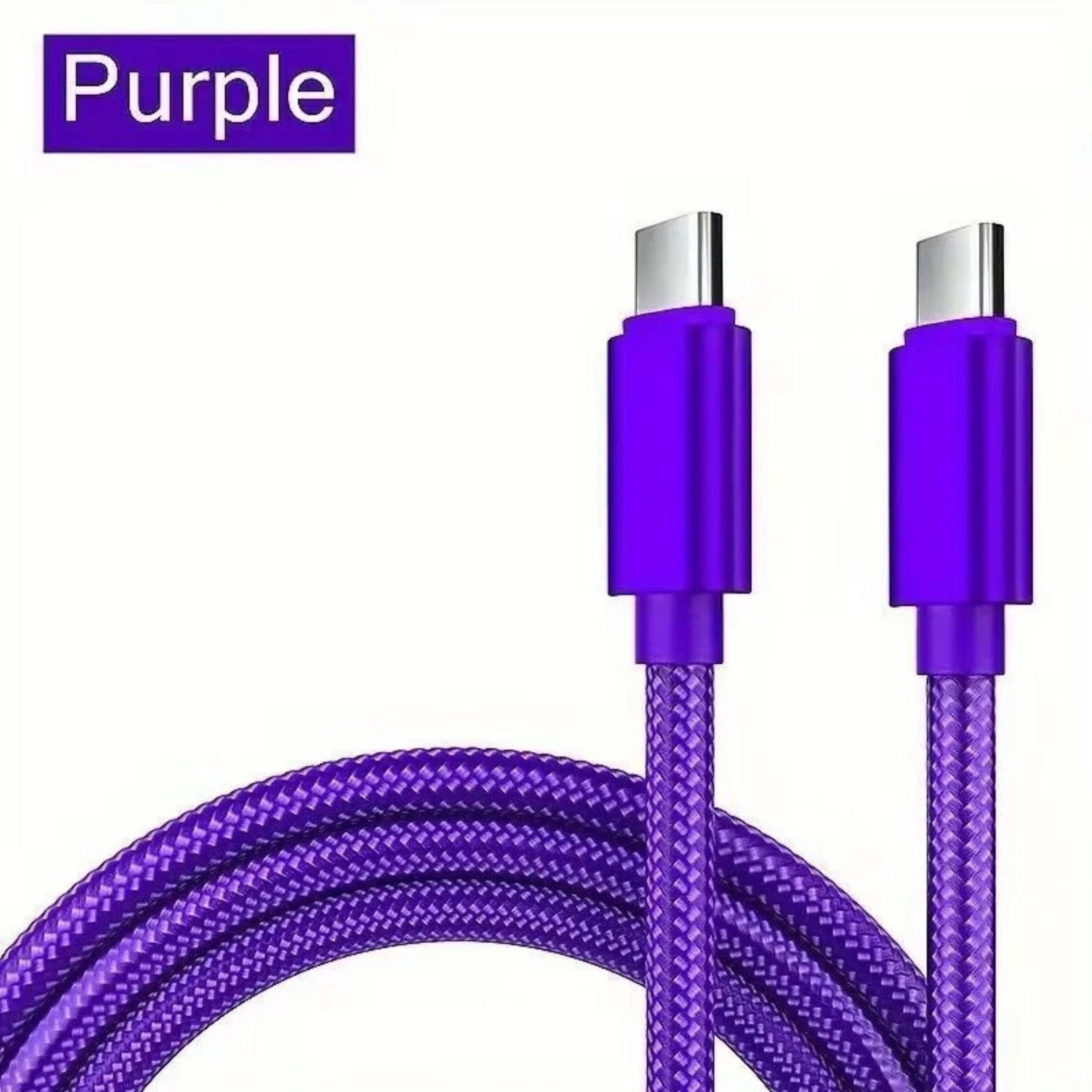Left. Kitcheniva - Premium USB-C to USB-C Fast Charging Data Sync Charger Cable Cord 6Ft Purple - Purple.