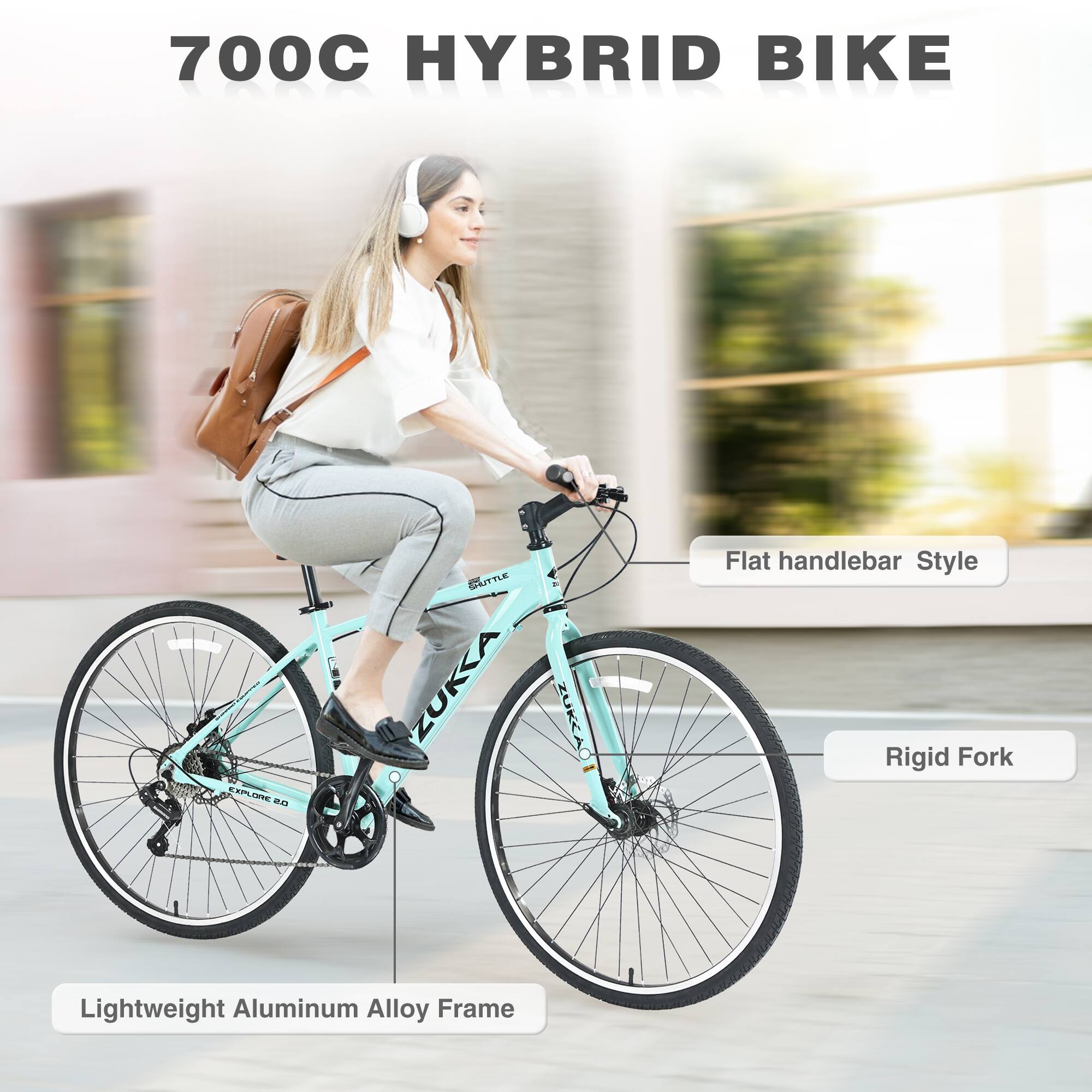 700C HYBRID BIKE

- Flat handlebar Style
- Rigid Fork
- Lightweight Aluminum Alloy Frame
