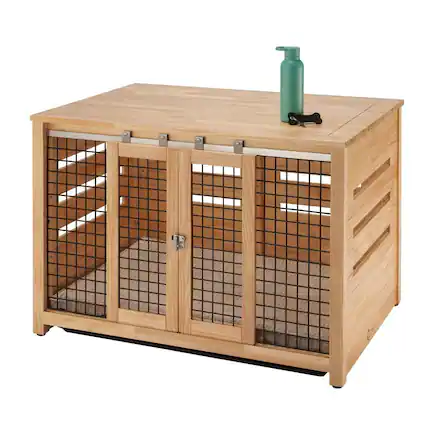 Front. TRINITY - 40" Natural Pet Crate Accent Table - Natural.