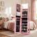 Alt View 3. Costway - Costway 360° Swivel Jewelry Cabinet with LED Lights, Full-Length Mirror & Makeup Mirror - Pink.