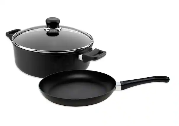 Front. Scanpan - Classic 3 Piece Cookware Set - Black.