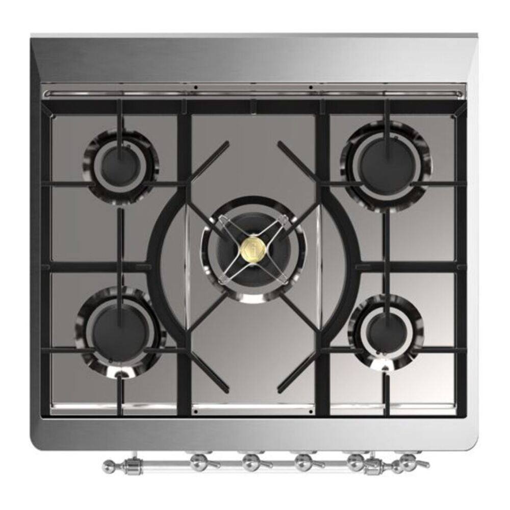 Alt View 5. ILVE - ILVE Majestic II Series  30 in. Dual Fuel Range with 5 Sealed Burners (Natural Gas, Chrome Trim) - Midnight Blue.