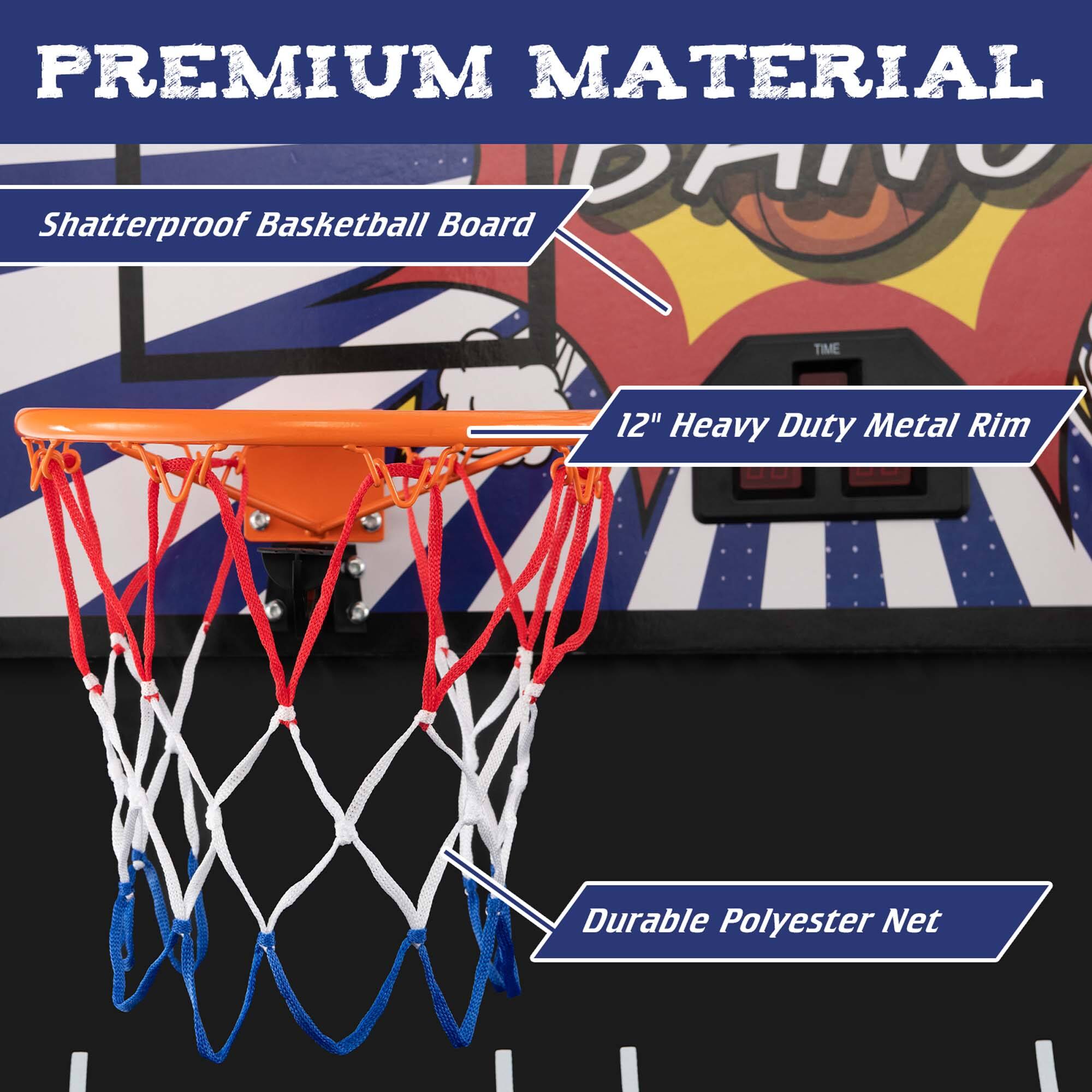 Premium Material Shatterproof Basketball Board 12" Heavy Duty Metal Rim Durable Polyester Net