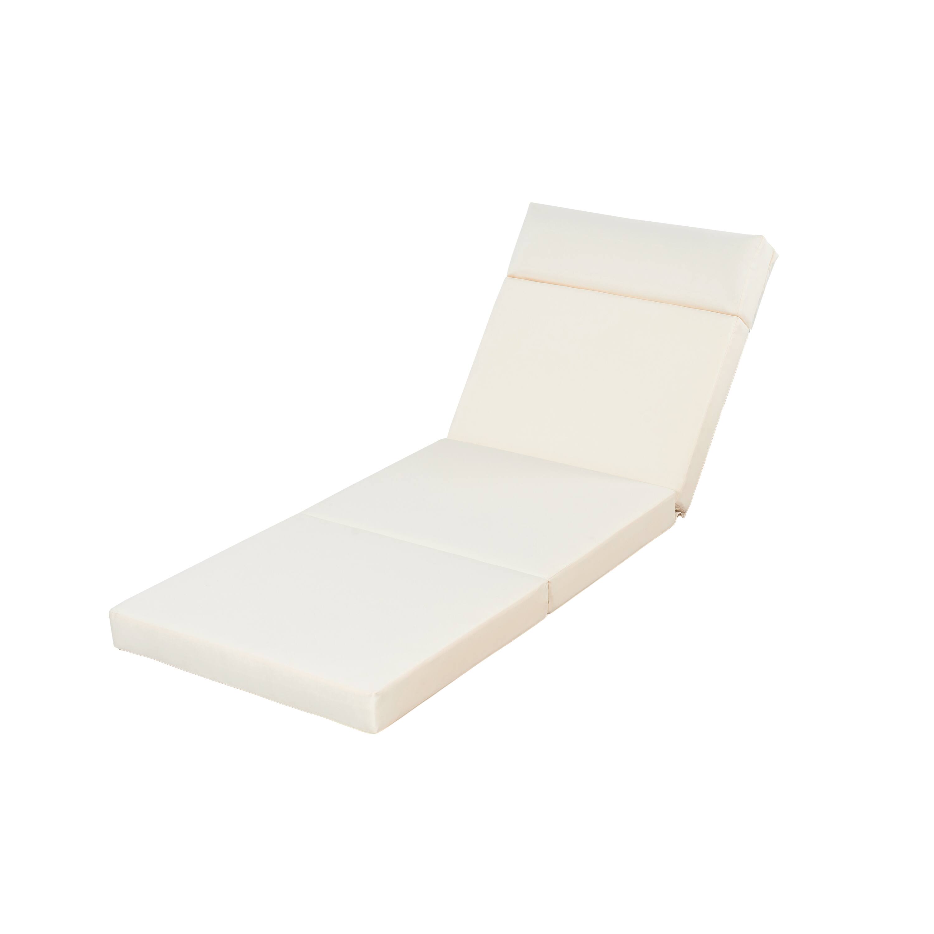 Alt View 2. Anysun - Assembly Foldable Design Modern Acacia Wood Outdoor Chaise Lounge with Water-Repellent Cushion, Integrated Headrest - Beige.