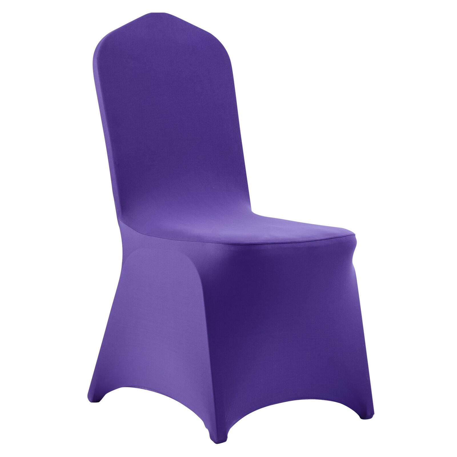 Alt View 5. VEVOR - 50 Pcs Purple Chair Covers, Polyester Spandex Chair Cover, Stretch Slipcovers for Wedding Party Dining Banquet - Purple.