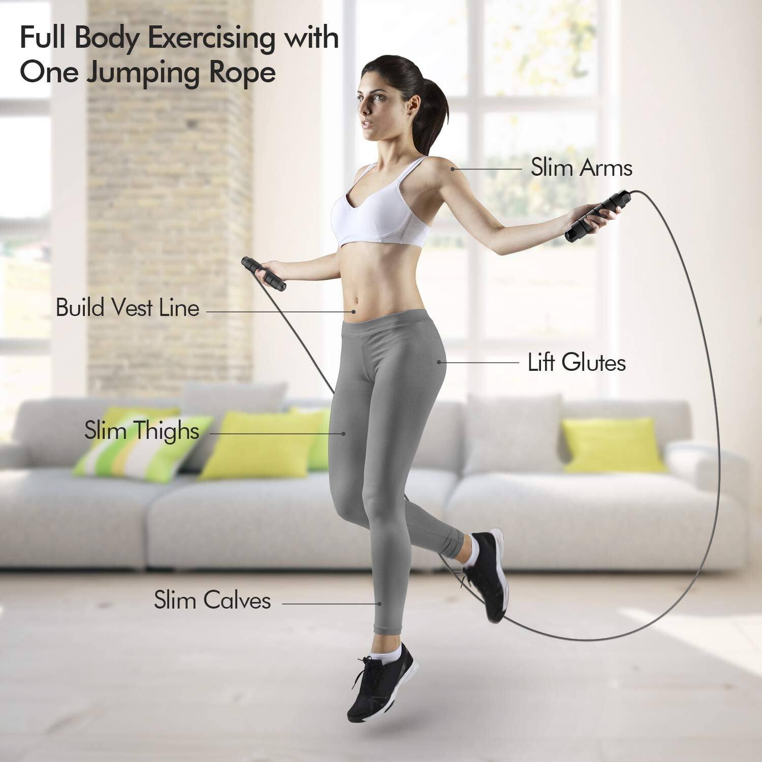 Full Body Exercising with One Jumping Rope  
Slim Arms  
Build Vest Line  
Lift Glutes  
Slim Thighs  
Slim Calves