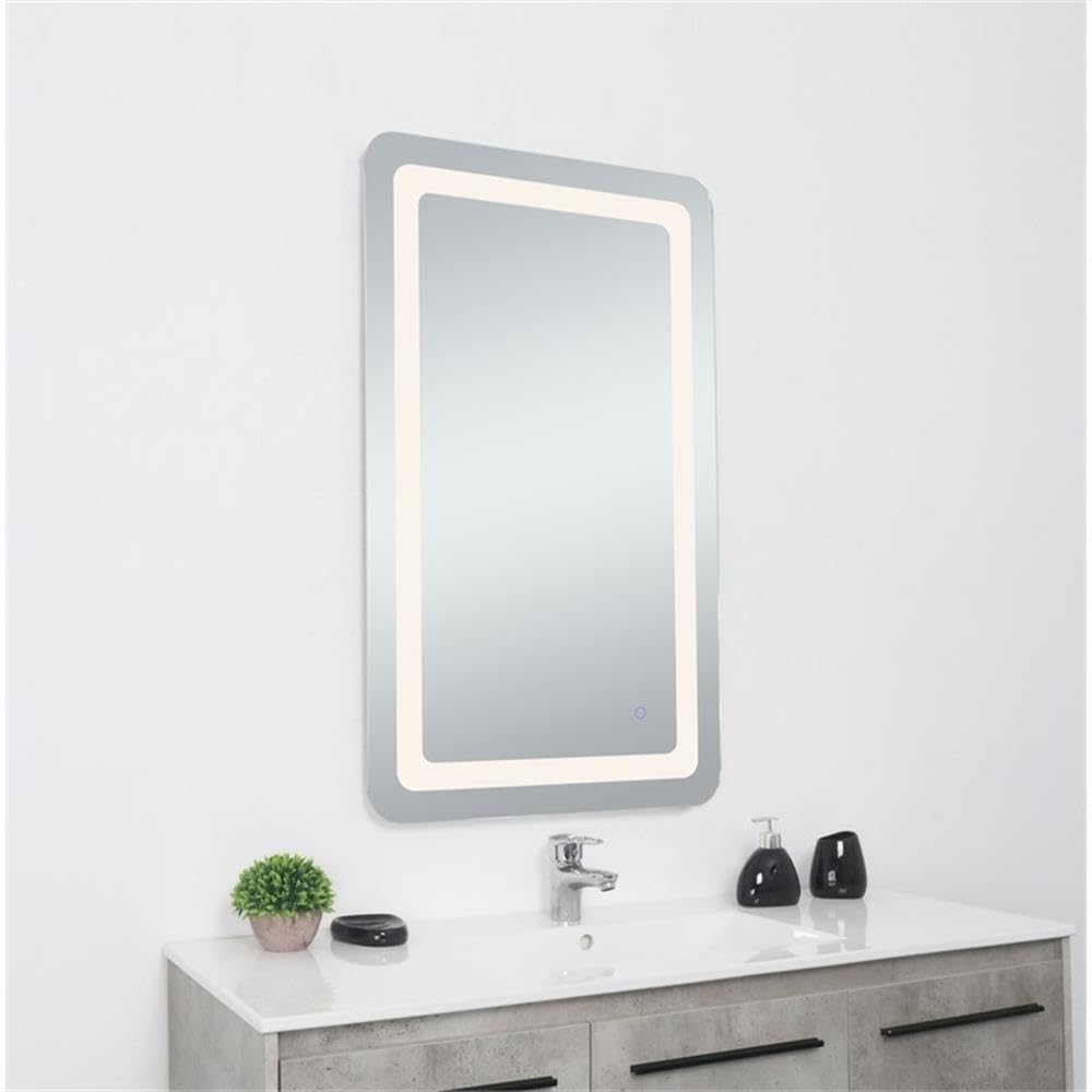 Angle. Elegant Decor - Genesis 20in x 40in soft edge LED mirror - Glossy White.