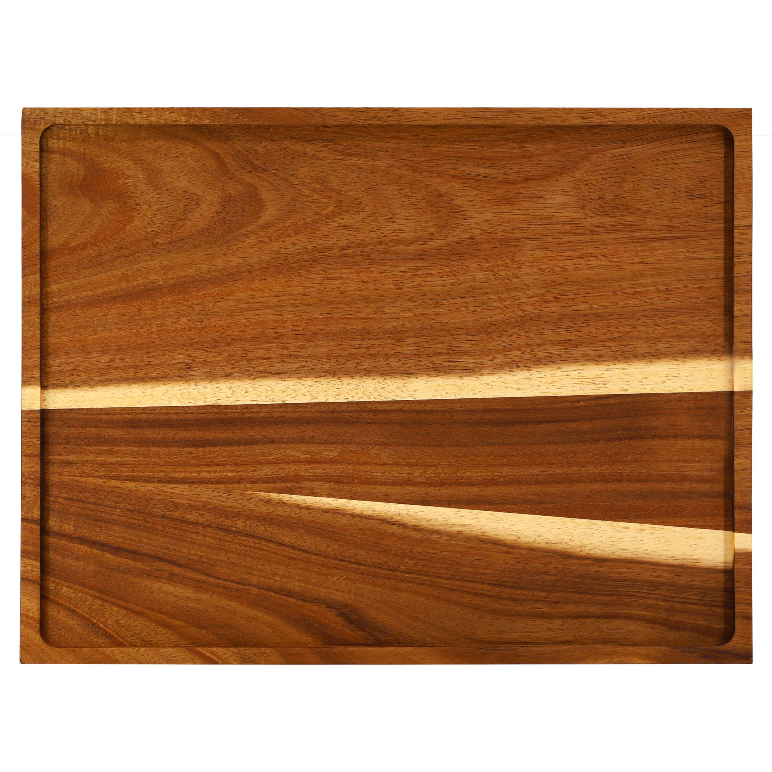 Alt View 3. MegaChef - MegaChef 3 Piece Acacia Wood Cutting Board with Maganitized Serving Board Platter - Brown.